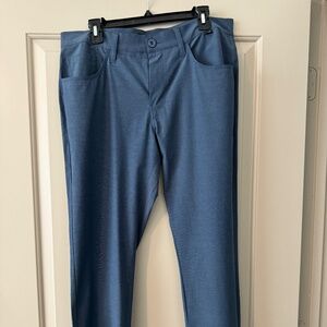 Travis Mathew Men’s Beckladdium Textured Indigo Blue Pants-Size 34 Waist